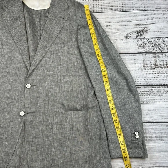 Corneliani ID Lightweight Unstructured 2 Button Blazer Linen Solid Gray 50/ 40R